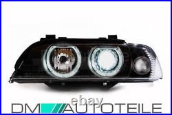 ANGEL EYES Xenon Headlights Set Black D2S Indicator White Fits BMW 5 Series E39